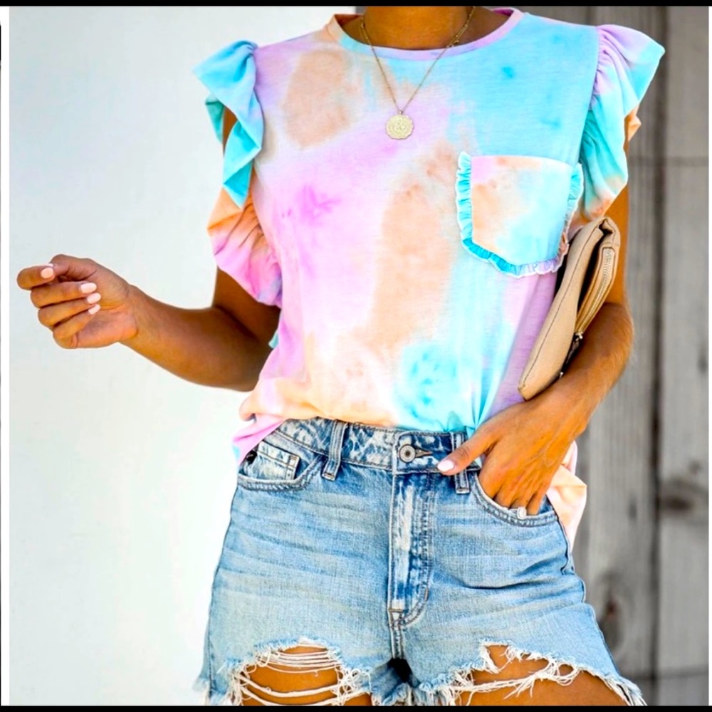 Vici Ruffle Tie Dye TShirt